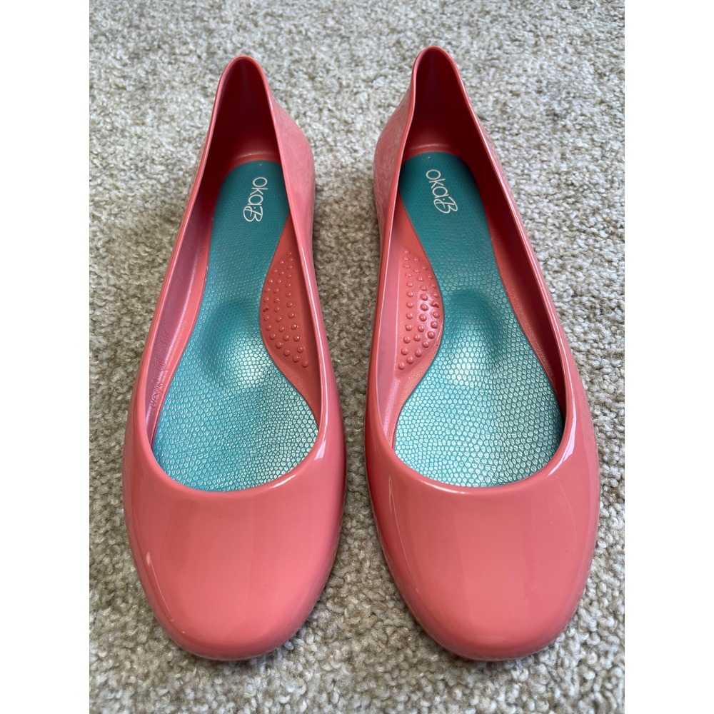 Oka-B Taylor Coral Pink Jelly Ballet Flats Womens Size 7 EU 37 Made in USA